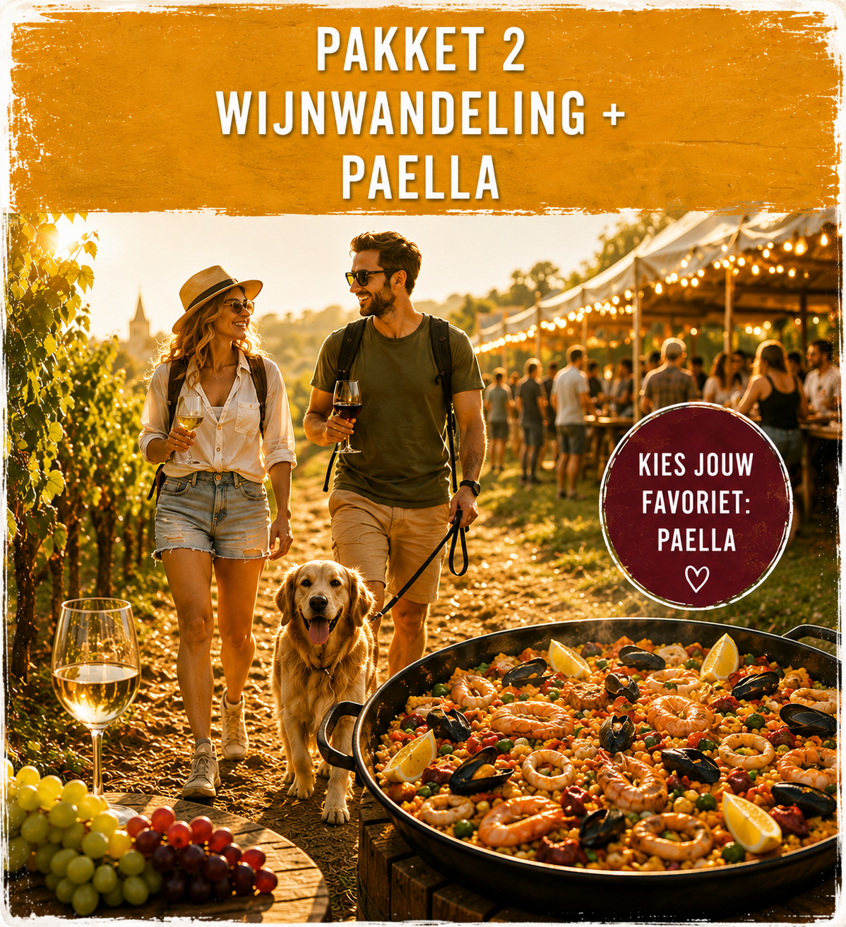 Belgische Wijnwandeling - zat 26 sept en zon 27 sept - Wijnen, streekbier of Alcoholvrij + Bbq of Paella (vanaf11u)